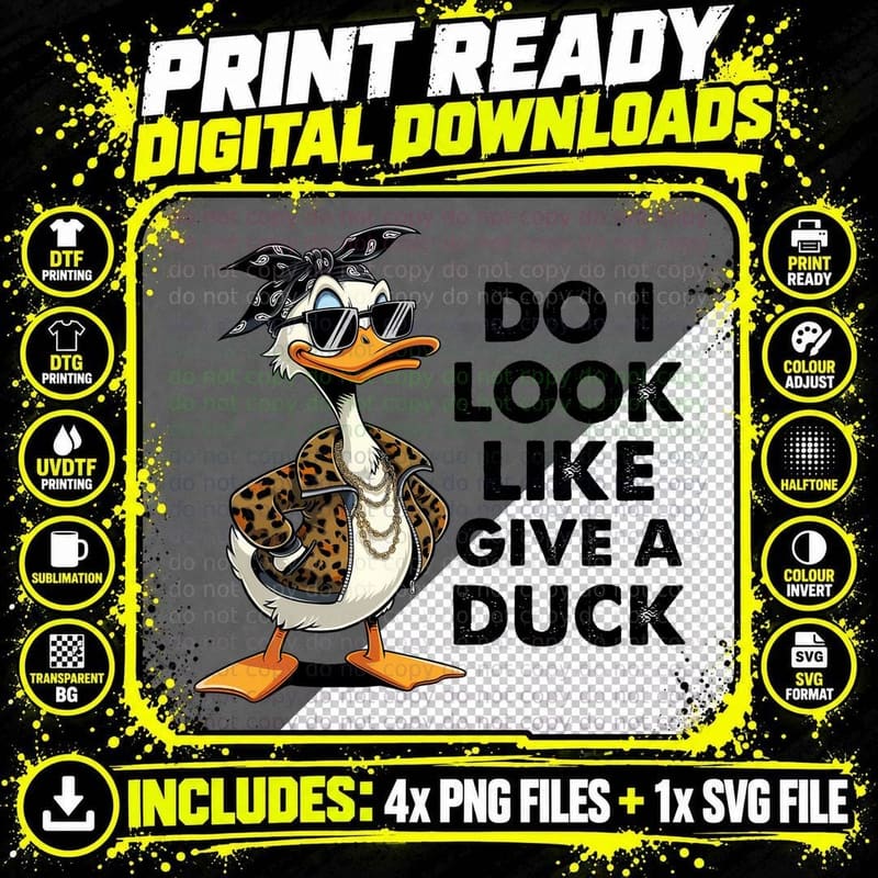 Fancy Duck Chains T-Shirt, Funny Sarcastic Graphic Tee Png SVG Digital Bundle