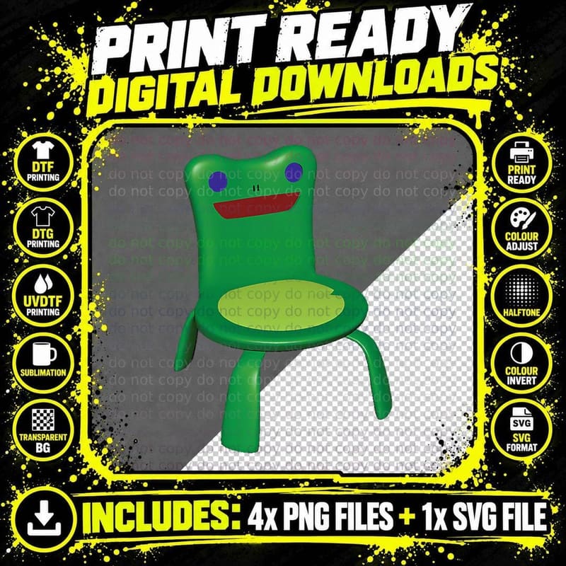 Froggy Chair Meme, Funny Animal, Humor, Internet Trend Png SVG Digital Bundle