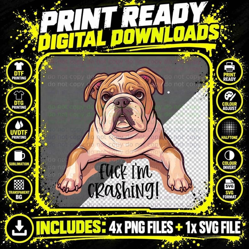 Fuck I'm Crashing! Sarcastic Animal T-Shirt Png SVG Digital Bundle