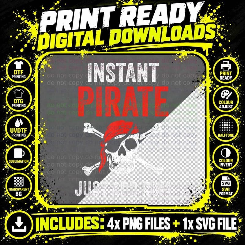 Funny Alcohol Rum Pirate, Drinking Humor, Nautical Style Png SVG Digital Bundle