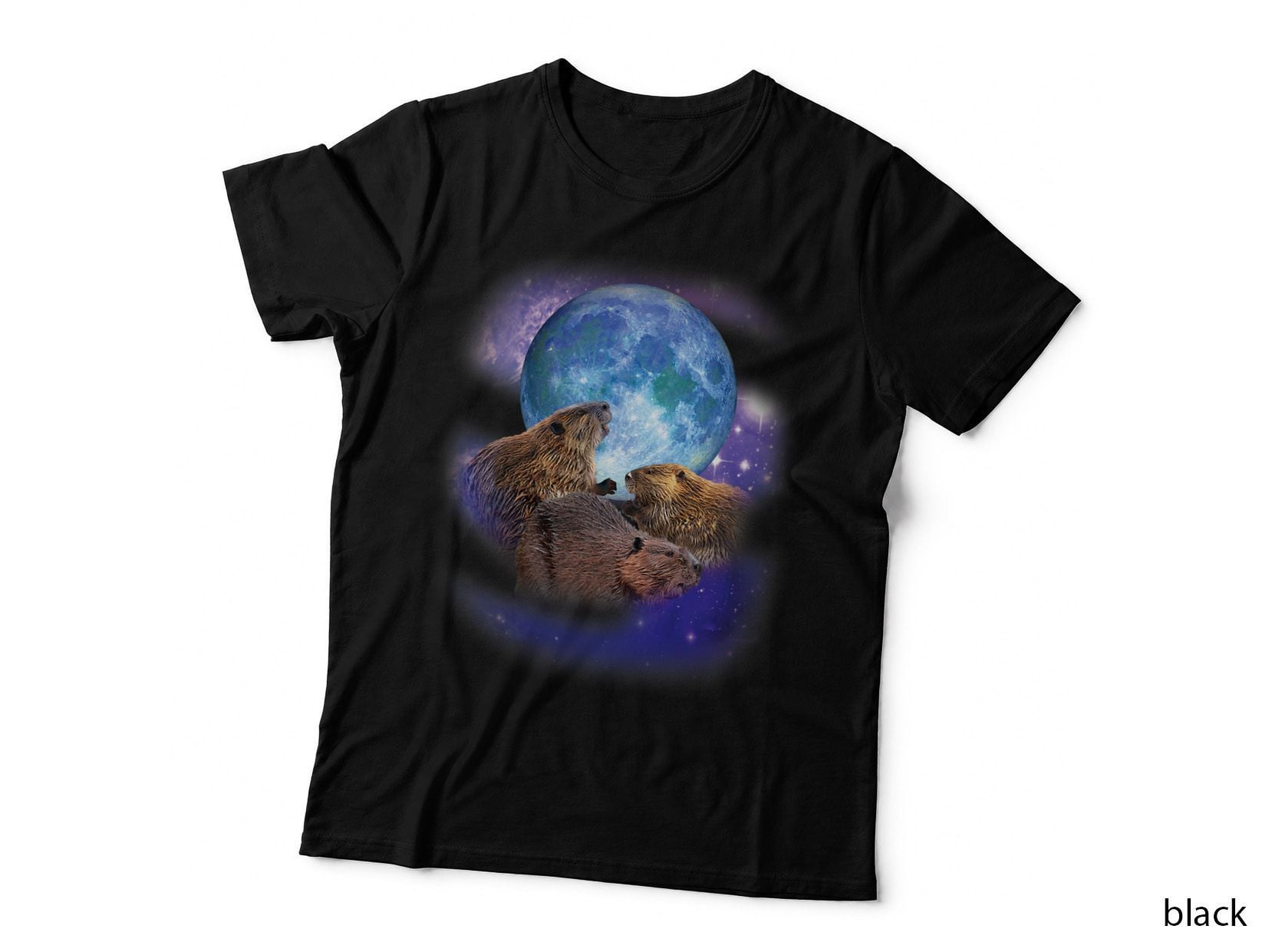 Funny Beaver Illustration Moon Beaver Rodent Lovers T-Shirt
