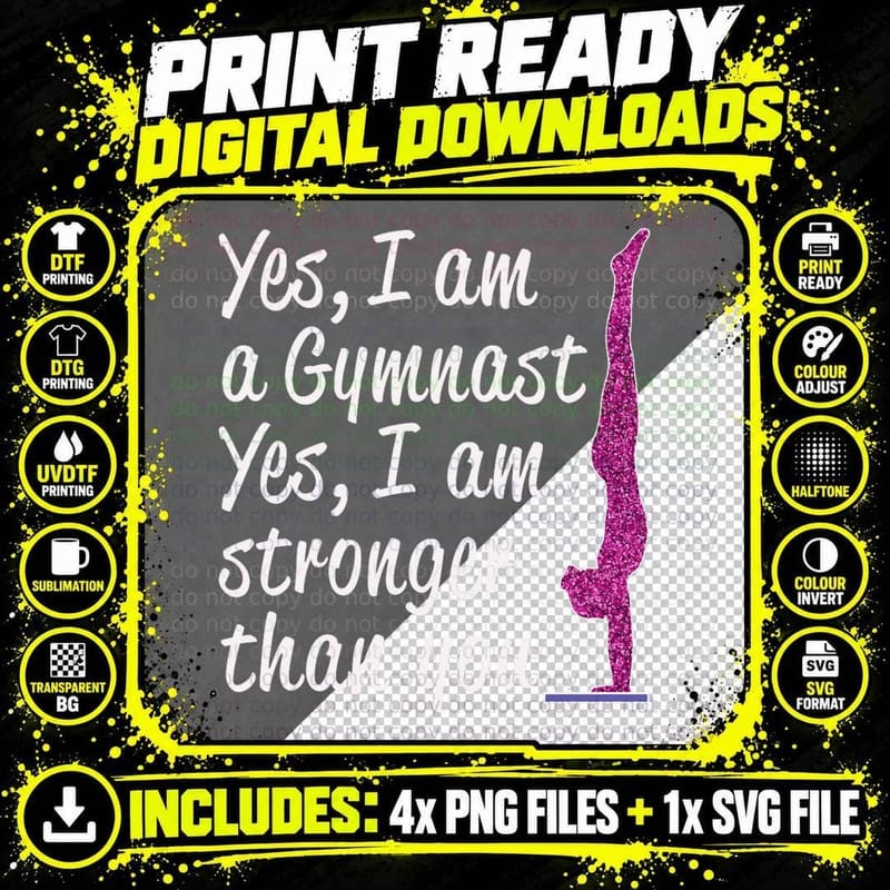 Funny Girls Gymnastics T-Shirt, Stronger Than You Png SVG Digital Bundle