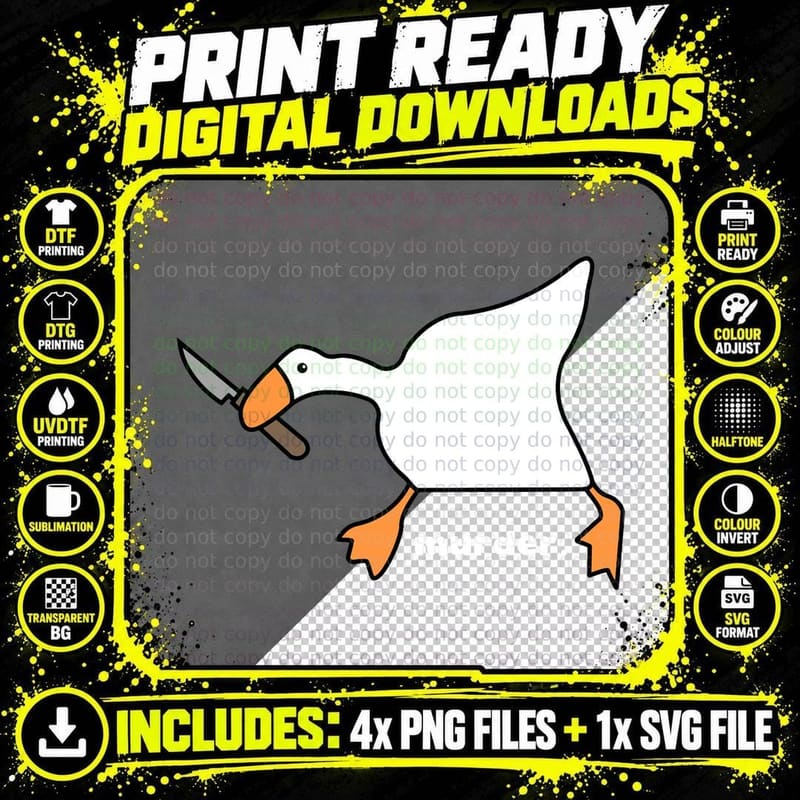 Funny Goose Murder, Goose Humor, Dark Comedy, Animal Pun Png SVG Digital Bundle