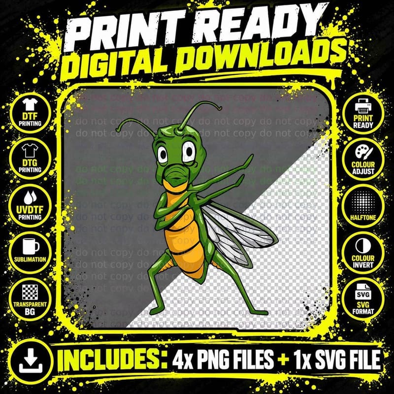 Funny Grashopper Dabbing Hopper Insect Lover Men Women Png SVG Digital Bundle