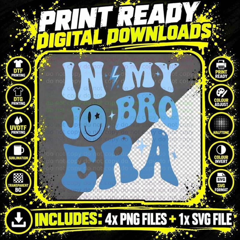 Funny Groovy Retro in My Jo Bro Era Men Women Kid Png SVG Digital Bundle