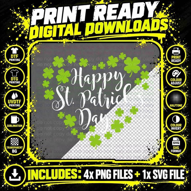 Funny Happy St Patrick's Day Love Heart St Patricks Day Png SVG Digital Bundle