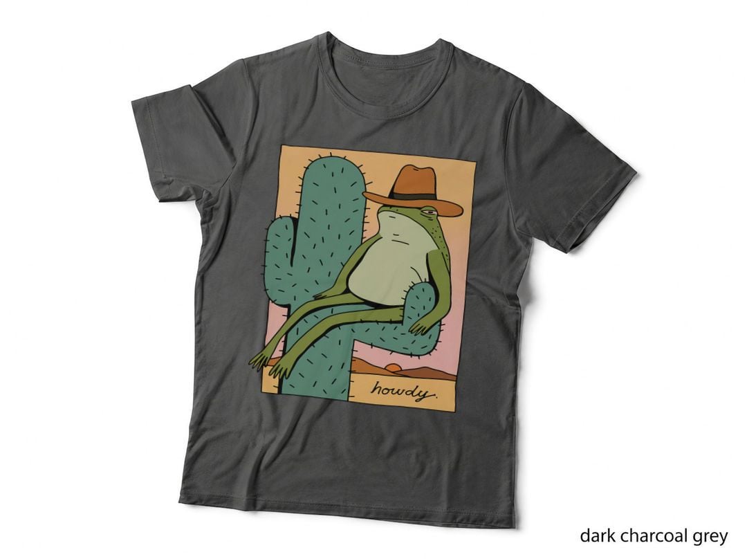Funny Howdy Cactus Frog Hat Tee Meme Cute, Western Style, Fashion
