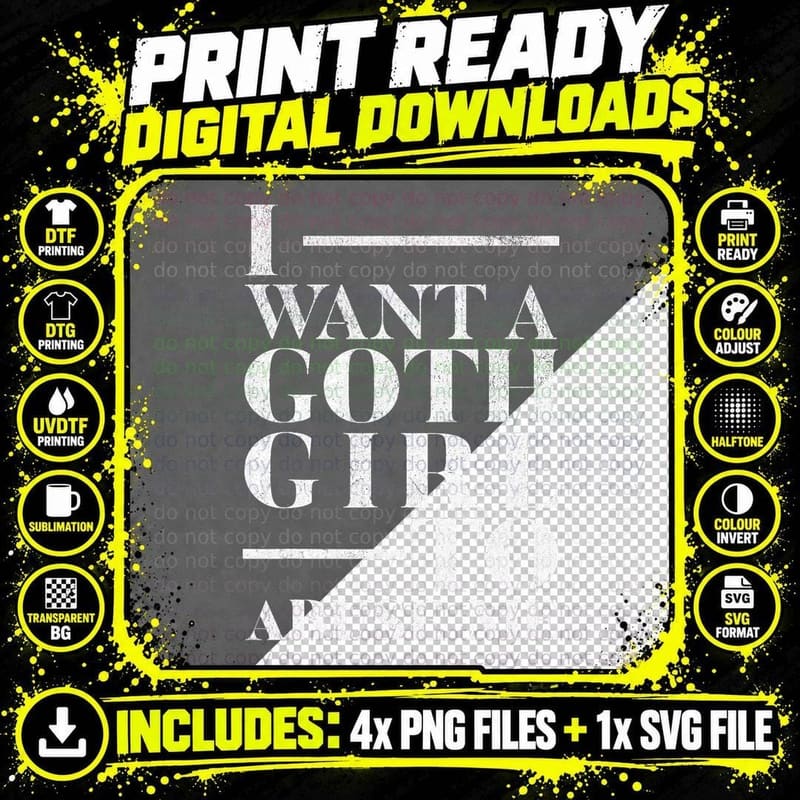 Funny I Want a Goth Girl to Abuse Me, Gothic Humor Png SVG Digital Bundle
