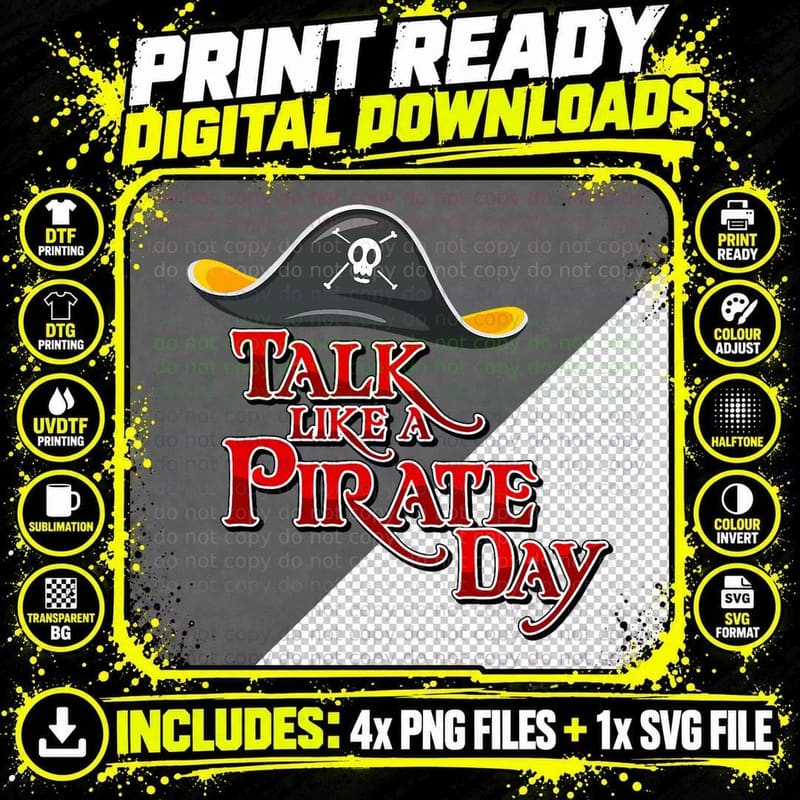 Funny International Pirate Day Costume Talk Like a Png SVG Digital Bundle