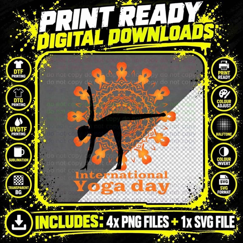 Funny International Yoga Day Design for Women - Men - Png SVG Digital Bundle