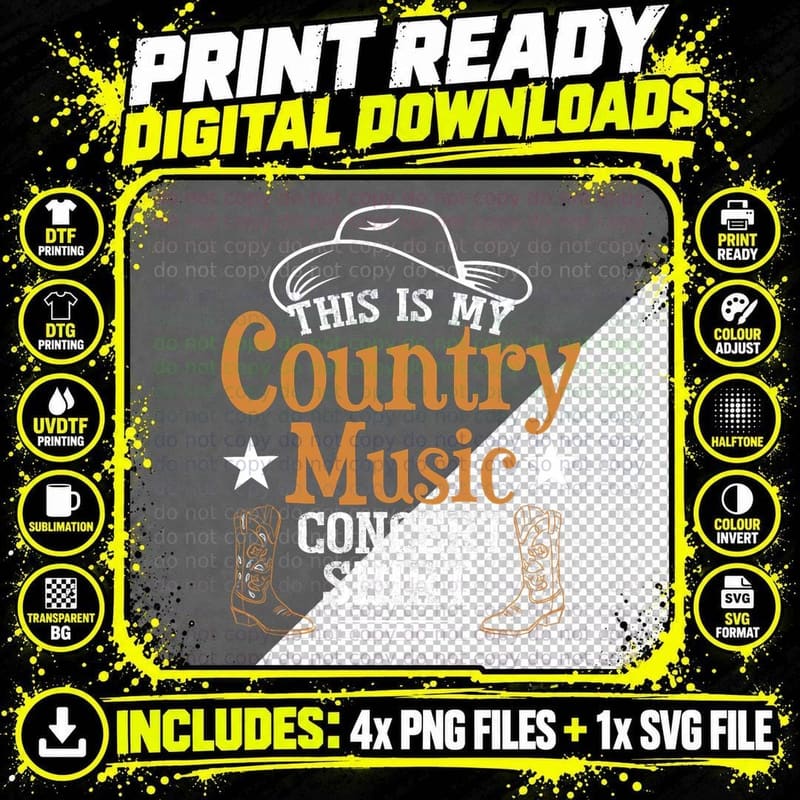 Funny Kids Country Music, Humorous Western for Children Png SVG Digital Bundle
