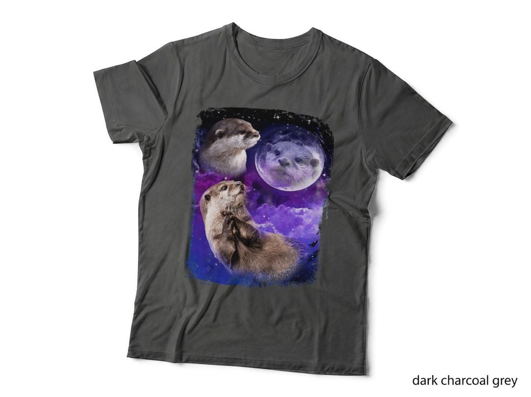 Funny Otter Lover Moon 3 Cute Otters Animals Meme Vintage T-Shirt