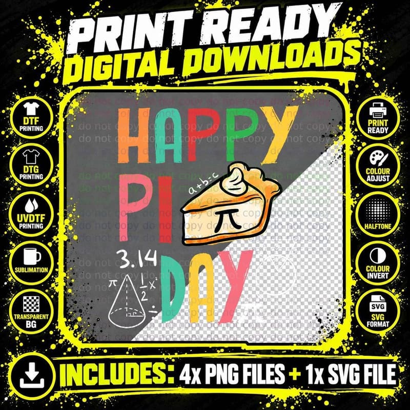 Funny Pi Day 3.14 Pie Math Science Pi Symbol Teachers Png SVG Digital Bundle