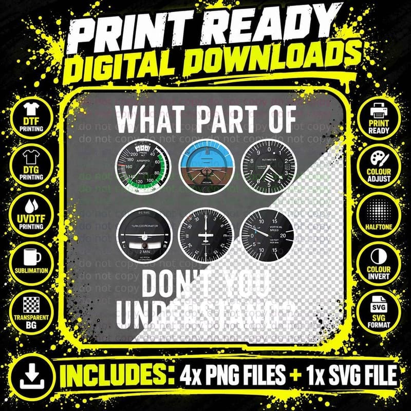 Funny Pilot Art for Men Women Airplane Pilots Aviation Png SVG Digital Bundle