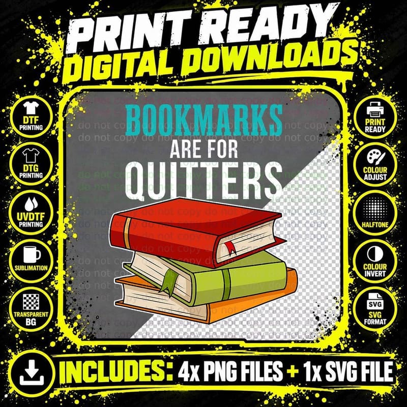 Funny Reader Reading Literary I Bookmarks Are for Png SVG Digital Bundle