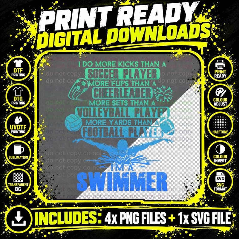 Funny Swimming I'm a Swimmer I Do More Than a Png SVG Digital Bundle