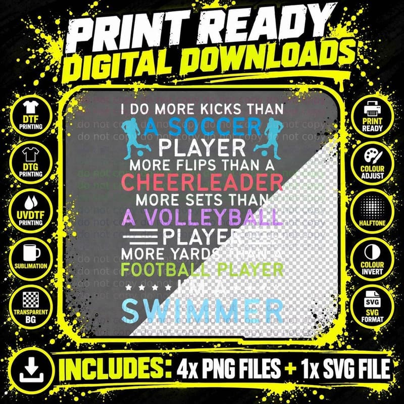 Funny Swimming I'm a Swimmer I Do More Than a Png SVG Digital Bundle