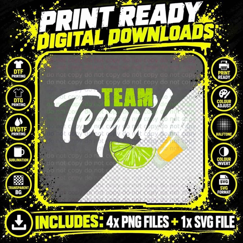 Funny Team Tequila with Green Lime Salt Group Costume Png SVG Digital Bundle