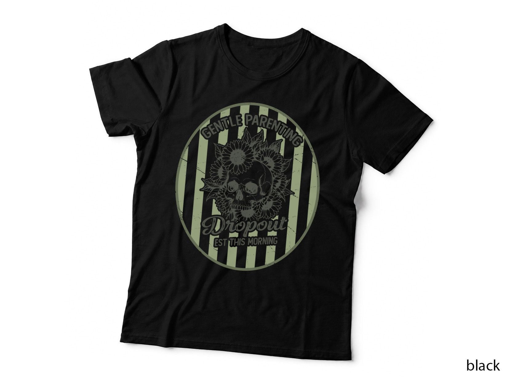 Gentle Parenting Dropout Est This Morning Funny Skull T-Shirt