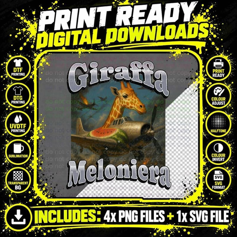 Giraffa Meloniera Italian Brainrot T-Shirt Png SVG Digital Bundle