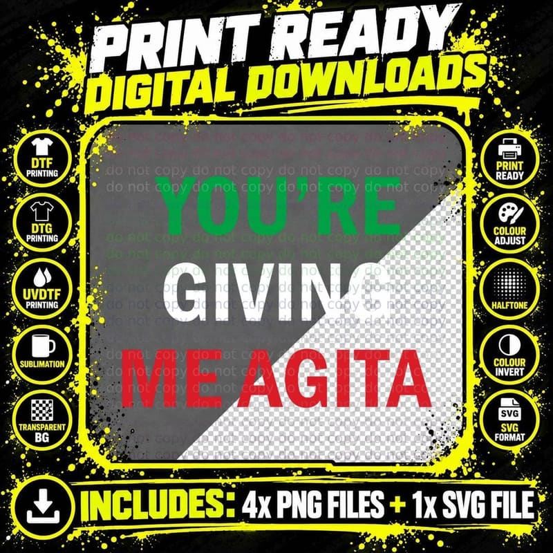 Giving Me Agita Funny Italian Sayings Quote Png SVG Digital Bundle