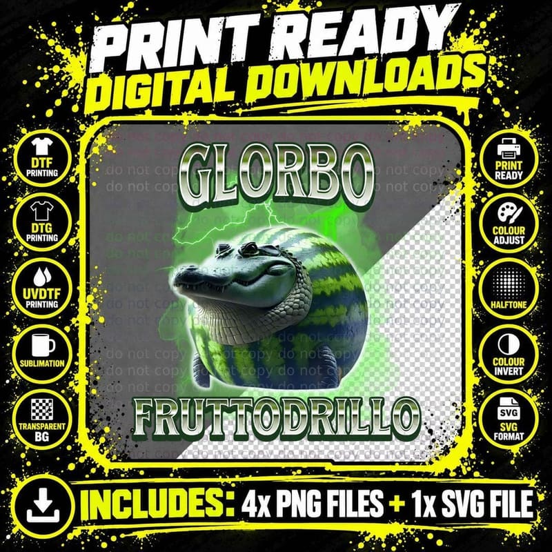 Glorbo Fruttodrillo Italian Brainrot T-Shirt Png SVG Digital Bundle