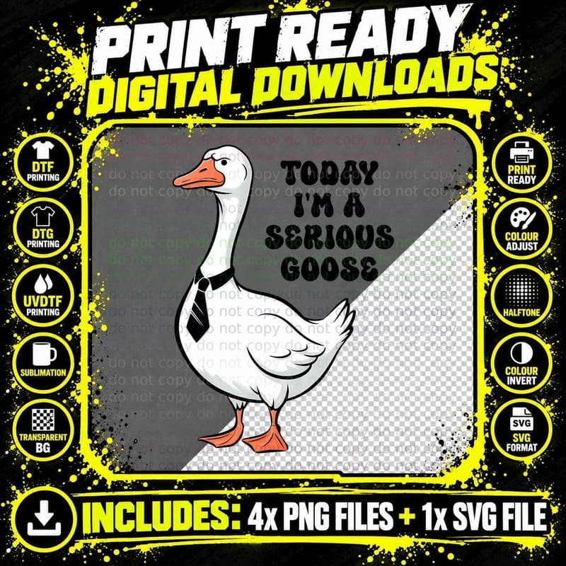 Goose Business Attire T-Shirt, Funny Sarcastic Graphic Png SVG Digital Bundle
