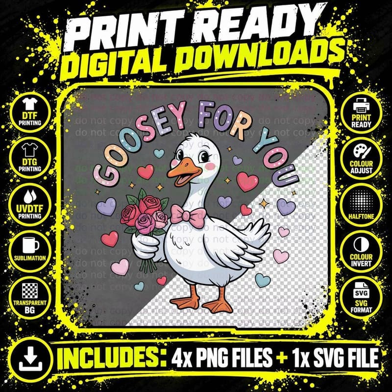 Goosey for You Funny Goose T-Shirt Png SVG Digital Bundle