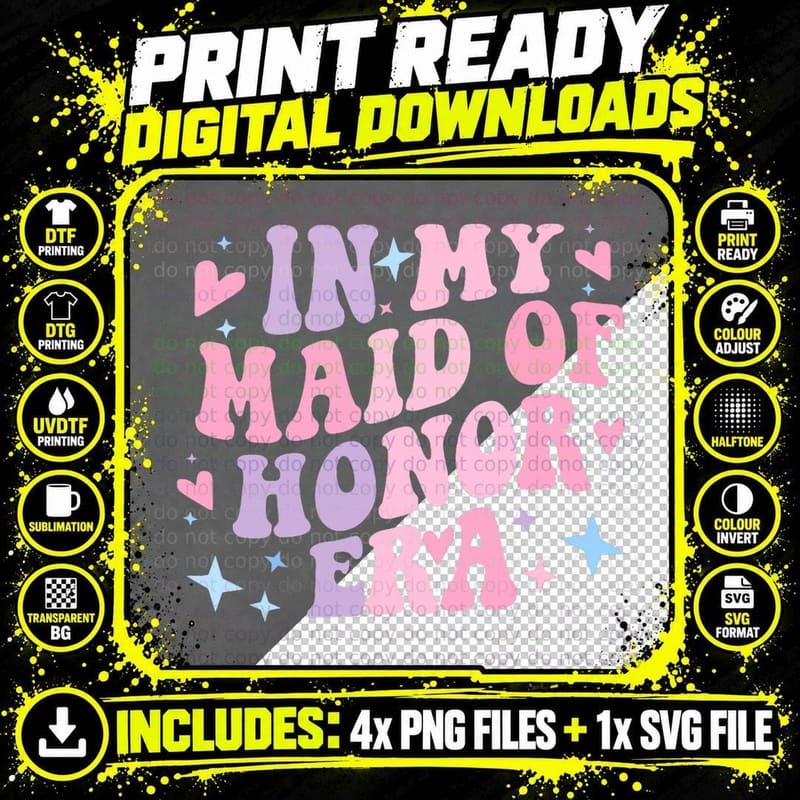 Groovy in My Maid of Honor Era Funny Bachelorette Party Png SVG Digital Bundle