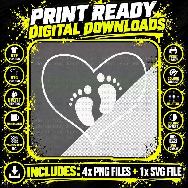 Heart with Footprints Inside T-Shirt, Trendy Graphic Tee Png SVG Digital Bundle