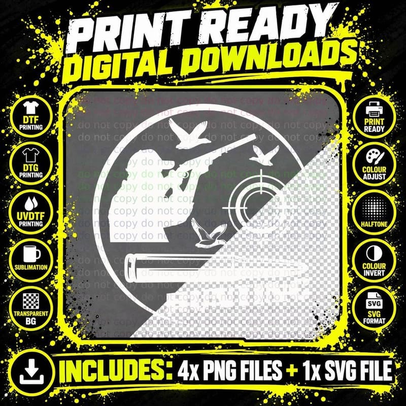 Hunting T-Shirt, Duck Hunting Silhouette with Rifle and Png SVG Digital Bundle