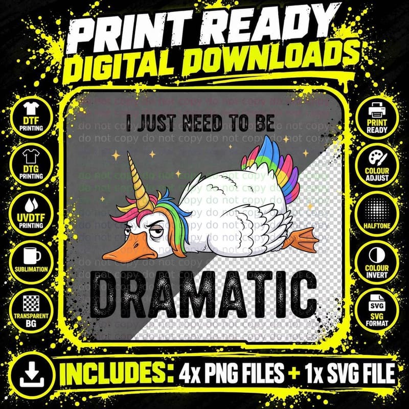 I Just Need to Be Dramatic Funny Goose T-Shirt Png SVG Digital Bundle