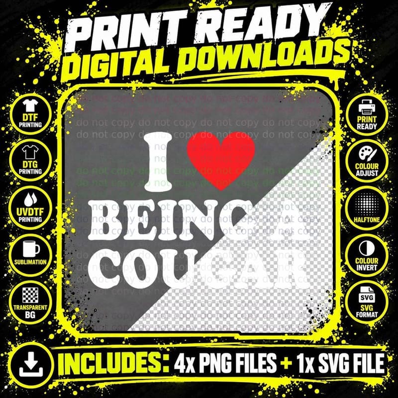 I Love Being a Cougar I Heart Being a Cougar Png SVG Digital Bundle