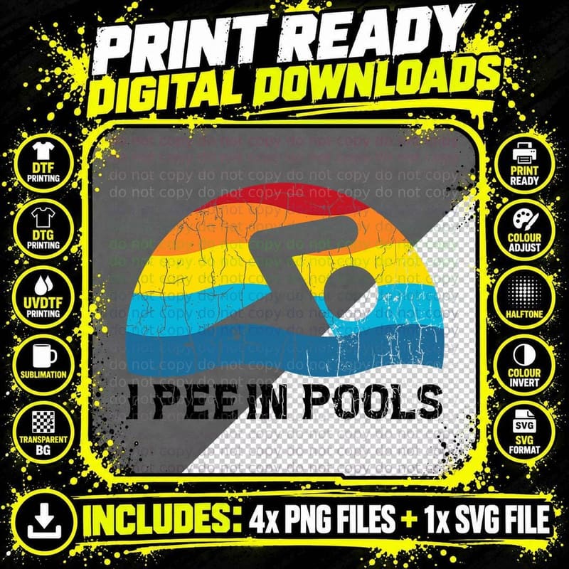 I Pee in Pools Funny Swimmer Swimming Coach Player Png SVG Digital Bundle