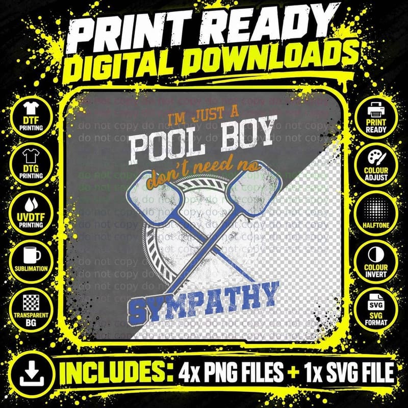 I'm Just a Pool Boy Funny Pool Cleaning Gift Png SVG Digital Bundle
