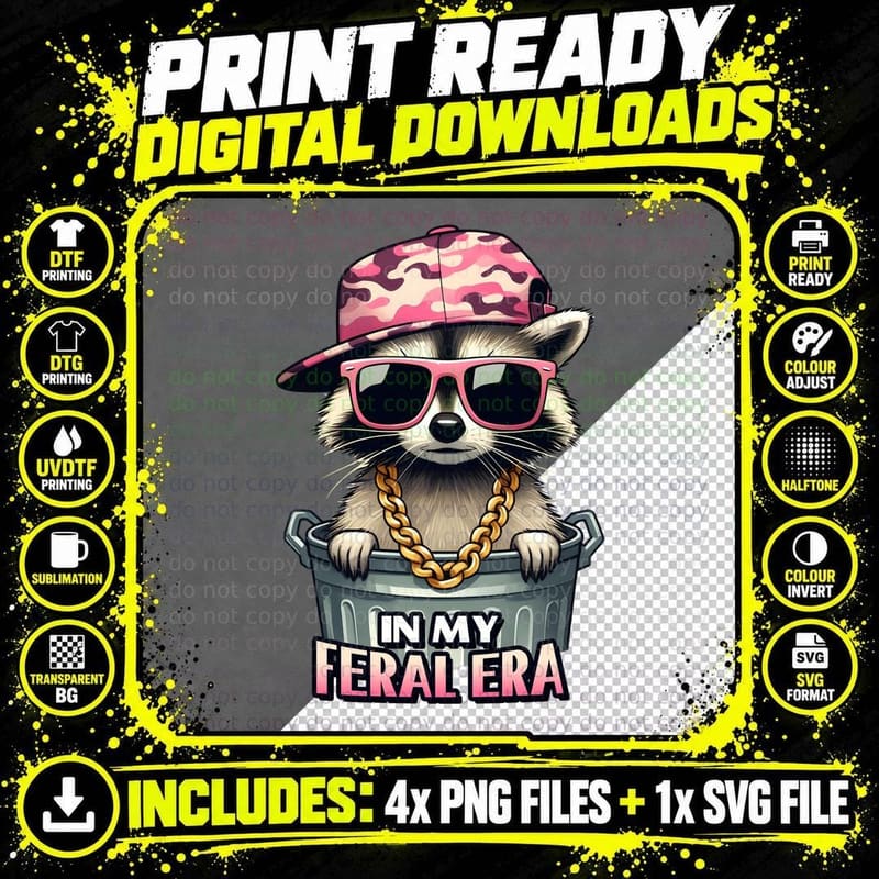 In My Feral Era Sarcastic Animal T-Shirt Png SVG Digital Bundle
