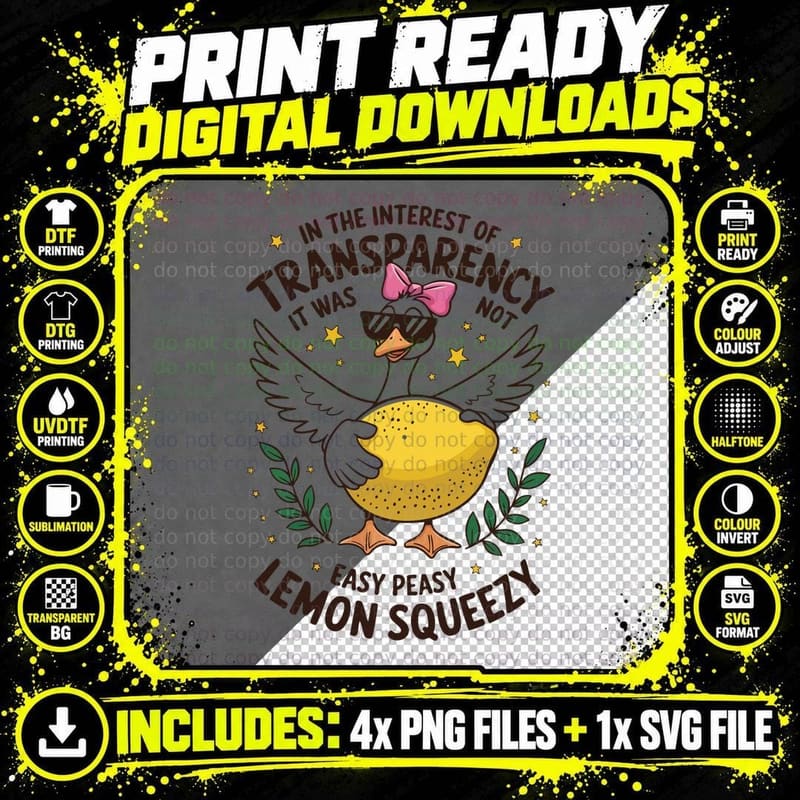 In the Interest of Transparency It Was Not Easy Peasy Png SVG Digital Bundle