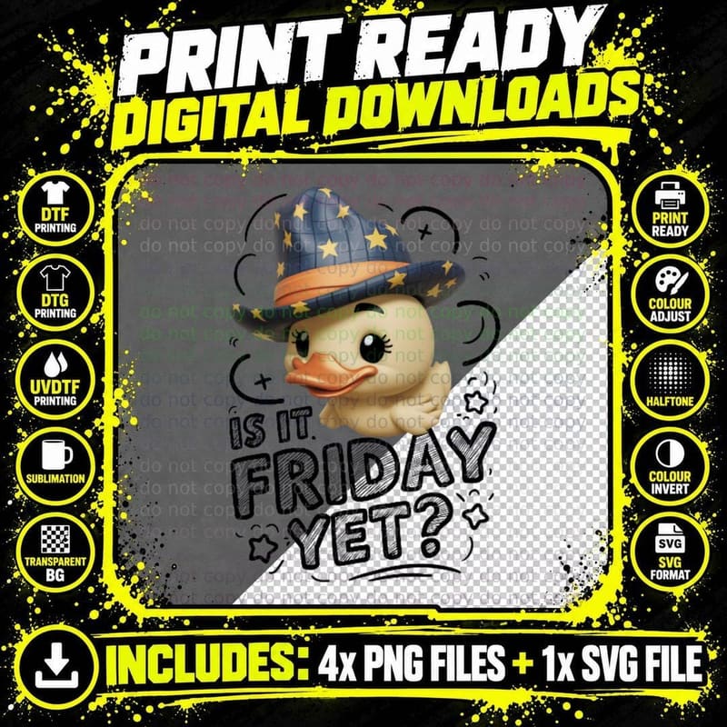 Is It Friday Yet Sarcastic Animal T-Shirt Png SVG Digital Bundle