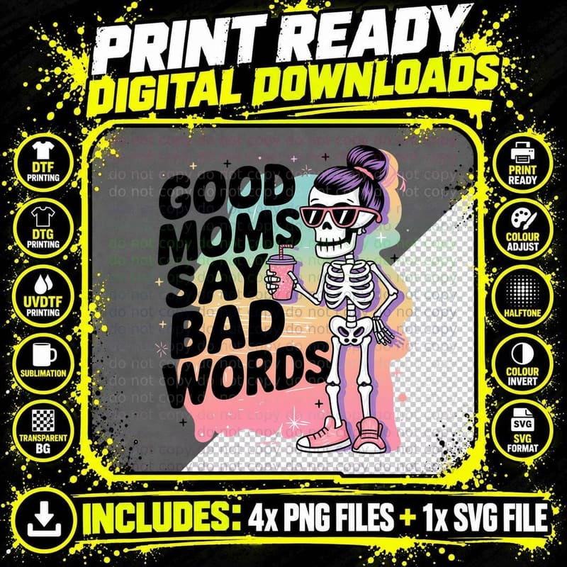 Just Say Bad Words T-Shirt, Funny Sarcastic Tee Png SVG Digital Bundle