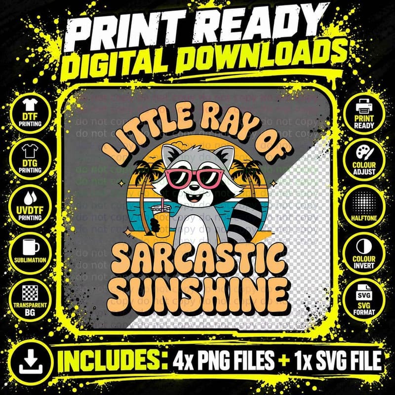 Little Ray of Sarcastic Sunshine T-Shirt Png SVG Digital Bundle