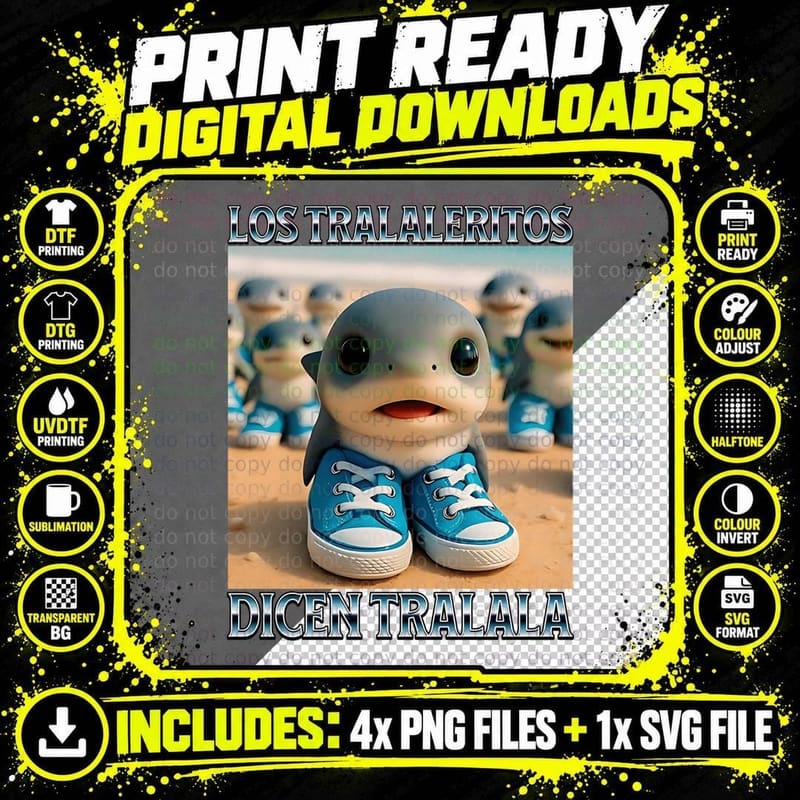 Los Tralaleritos Brainrot T-Shirt, Tralalero Kids Meme Png SVG Digital Bundle