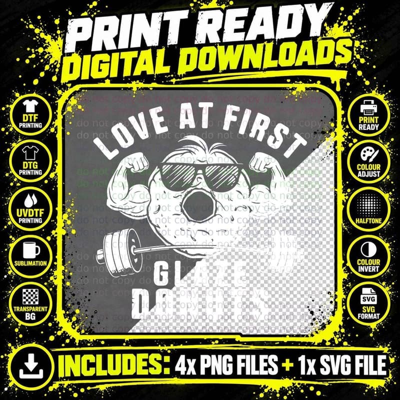 Love at First Glaze Donuts Donut Sunglasses Humor T-Shirt Png SVG Digital Bundle