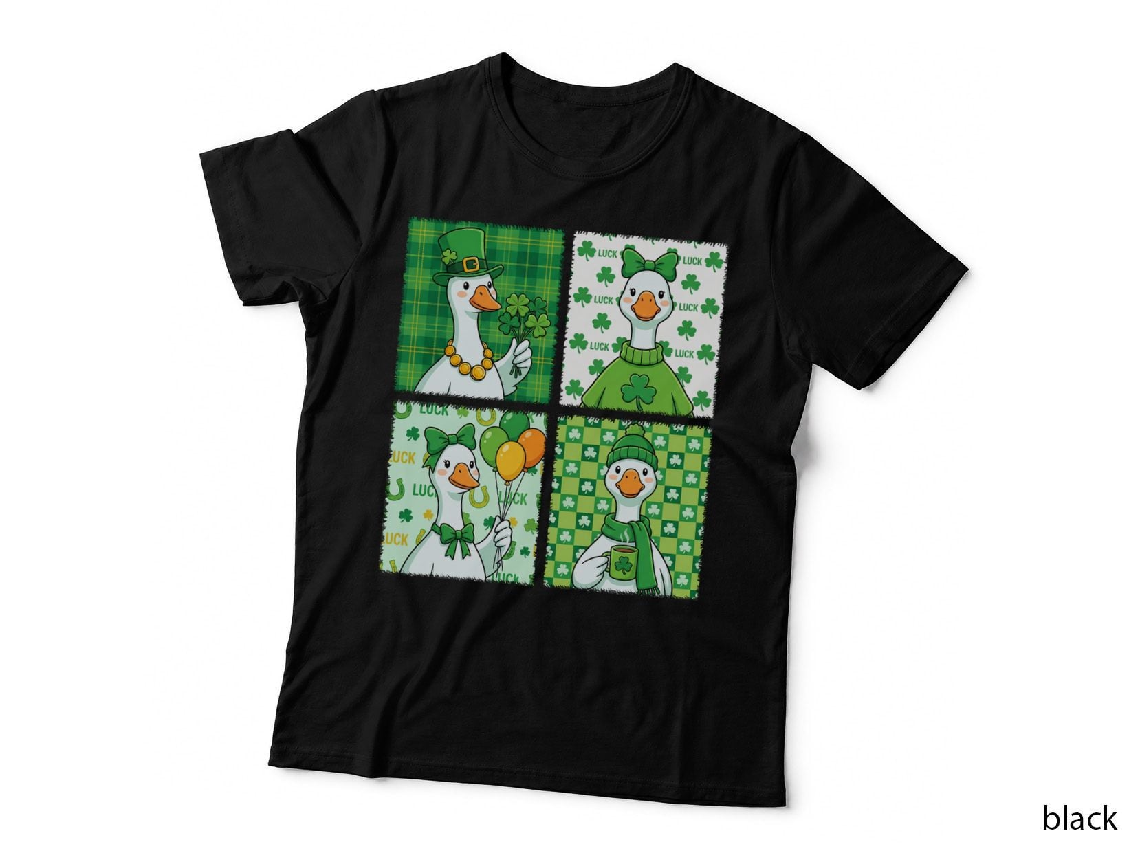 Luck Funny Goose T-Shirt, St. Patrick's Day Duck Collection Graphic Tee