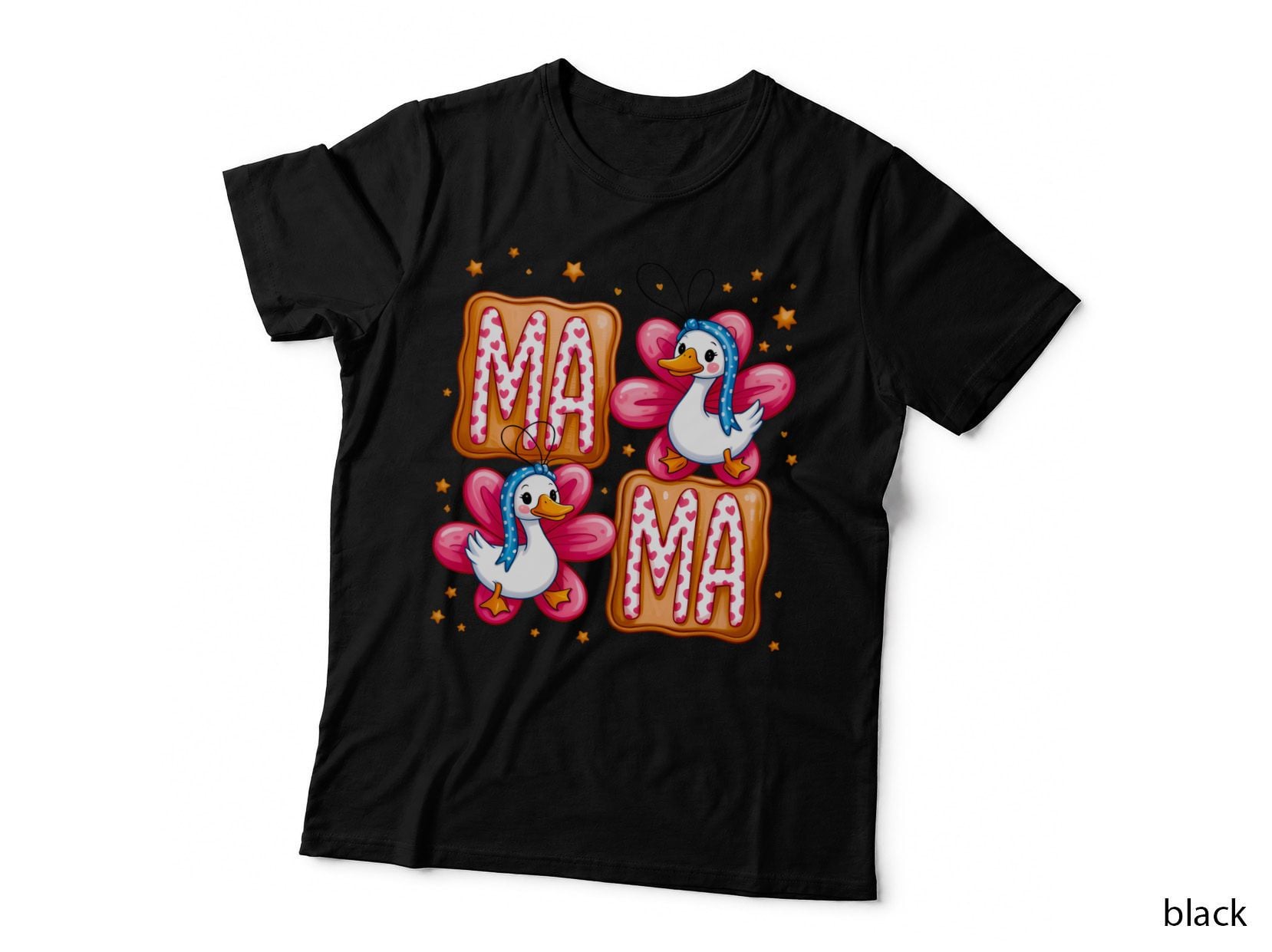 Ma Ma Funny Goose T-Shirt, Adorable Ducks with Hearts Graphic Tee