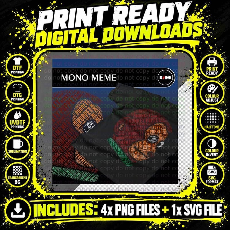 Mono Meme Red Orange Brown Internet T-Shirt Png SVG Digital Bundle
