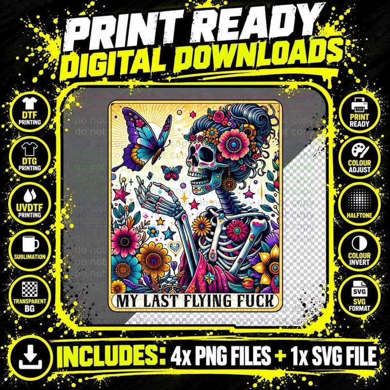 My Last Flying Fuck T-Shirt, Funny Tarot Card Tee Png SVG Digital Bundle