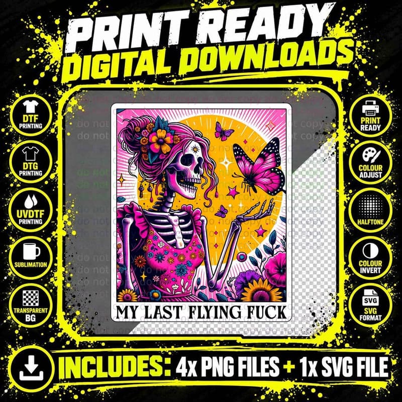 My Last Flying Fuck T-Shirt, Funny Tarot Card Tee Png SVG Digital Bundle