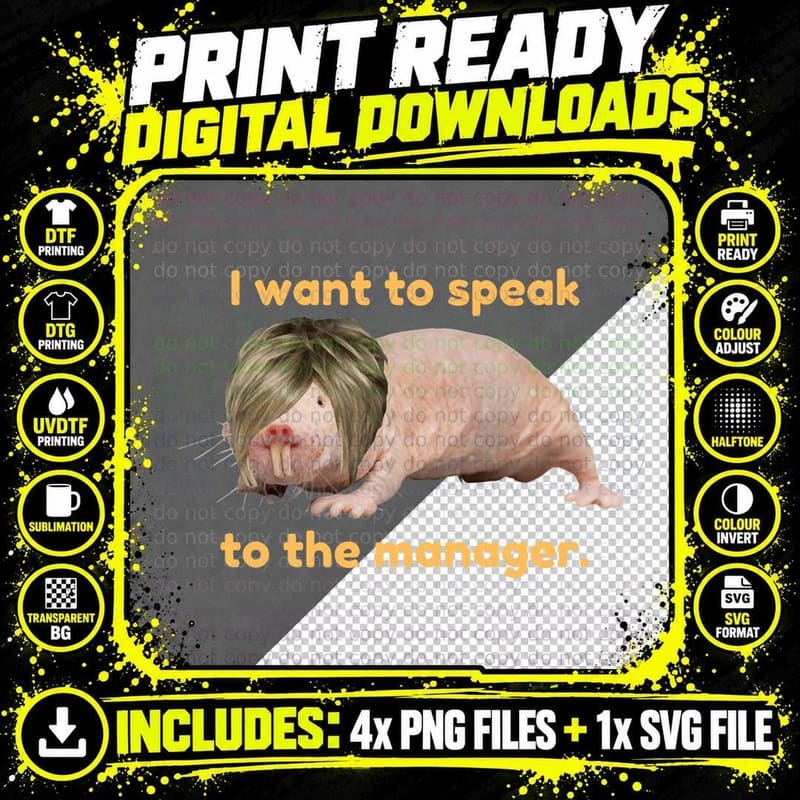 Naked Mole Rat T-Shirt, Funny Animal Design Png SVG Digital Bundle