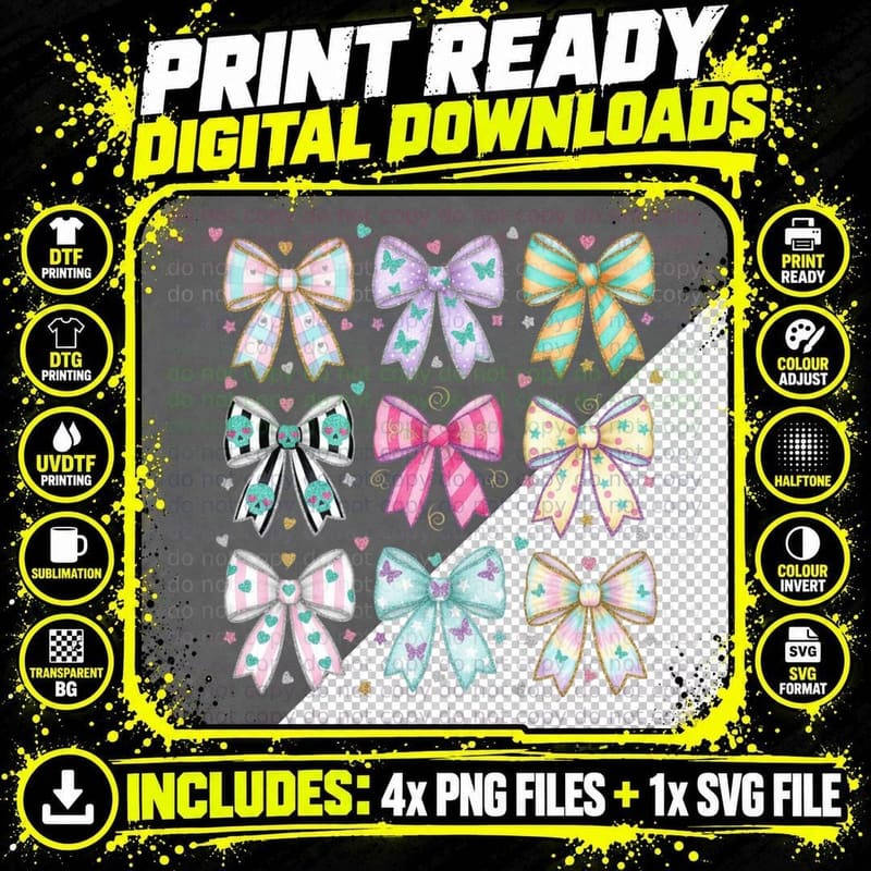Pastel Bows with Glitter Accents Funny Goose T-Shirt Png SVG Digital Bundle