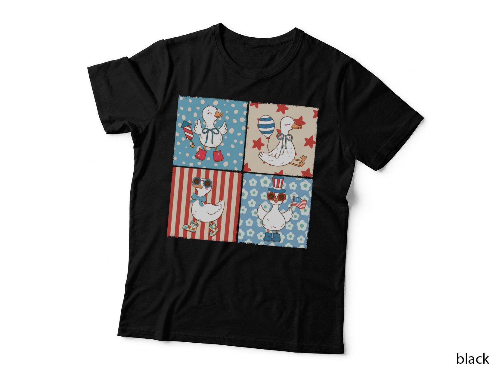 Patriotic Duck Parade Funny Goose T-Shirt, Funny Goose Graphic Tee